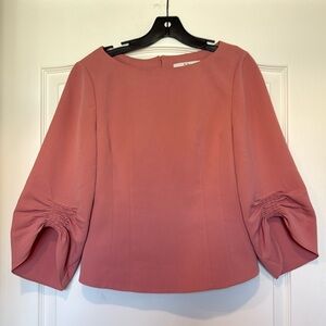 Tibi Pink Ruched Sleeves Crop Blouse Women's 4